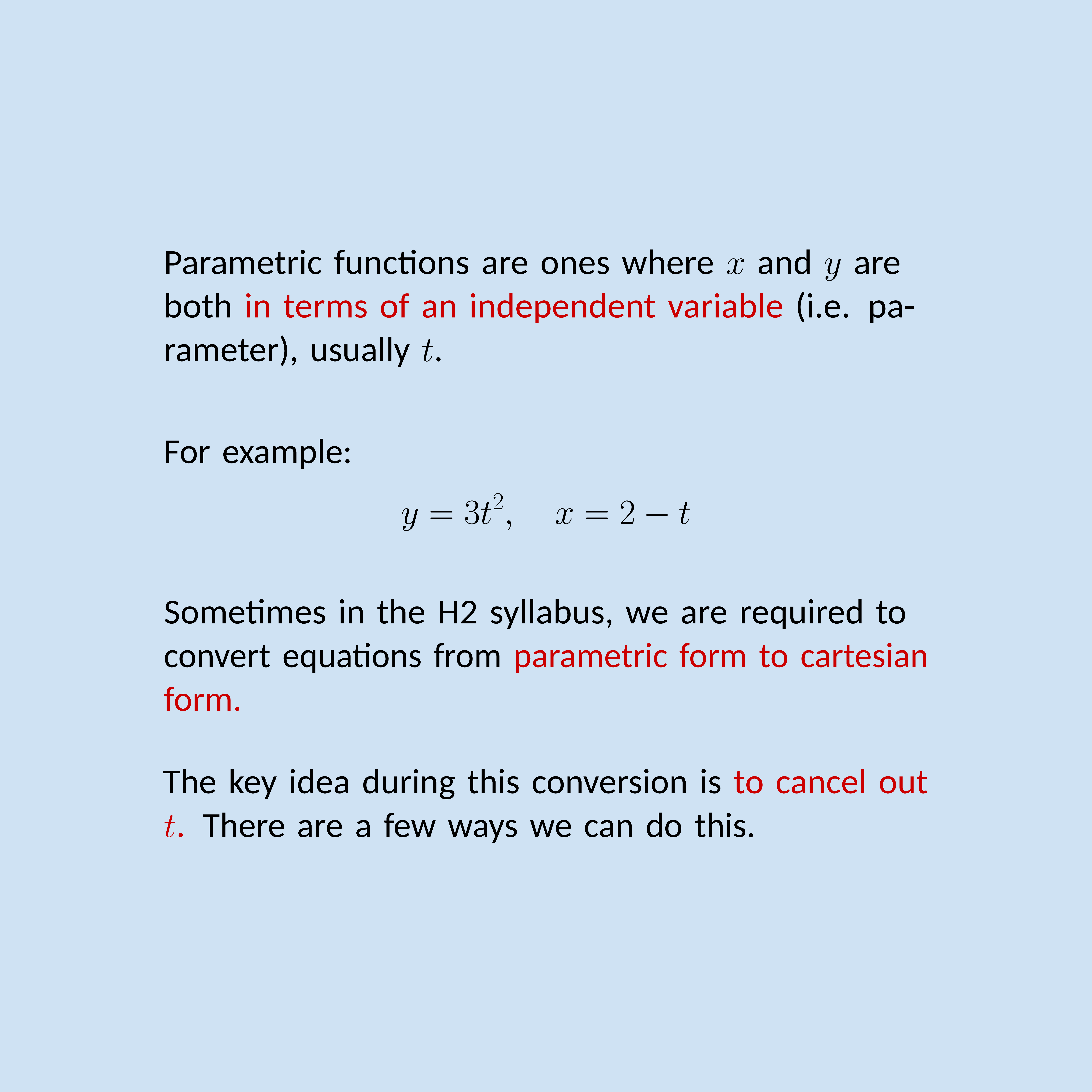 Manipulating Parametric Equations - Page 2
