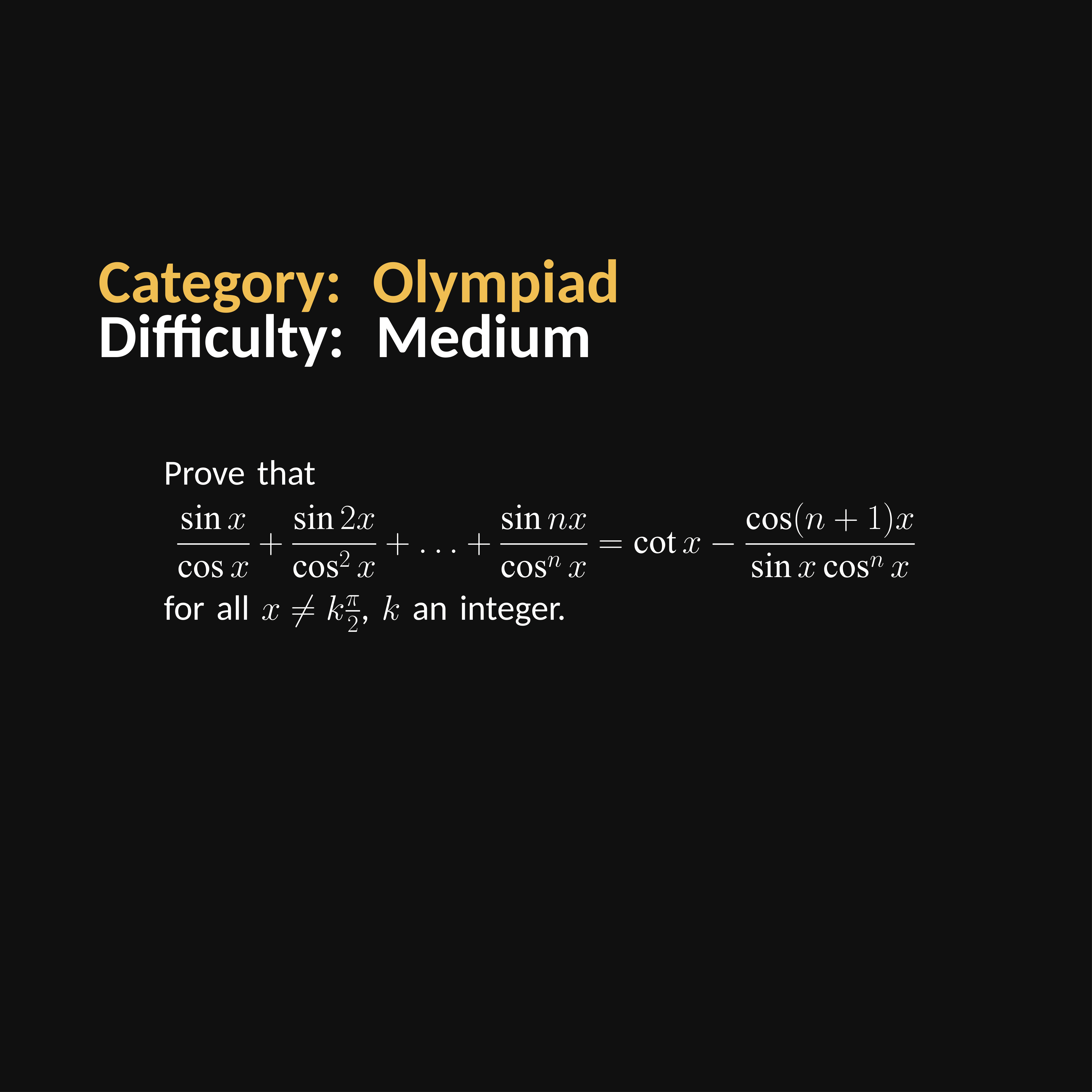 Olympiad telescoping with trigonometry